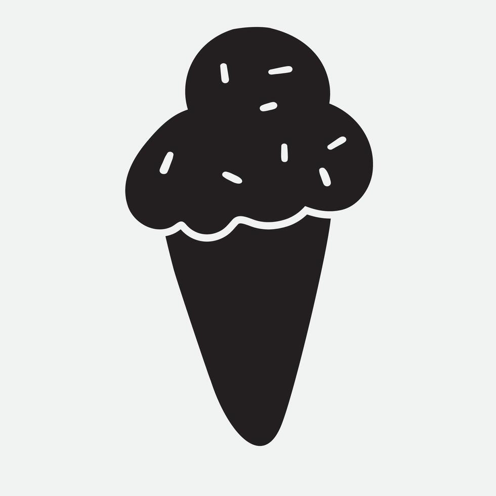 Silhouette of ice cream. Hand drawn illustration on white background. vector