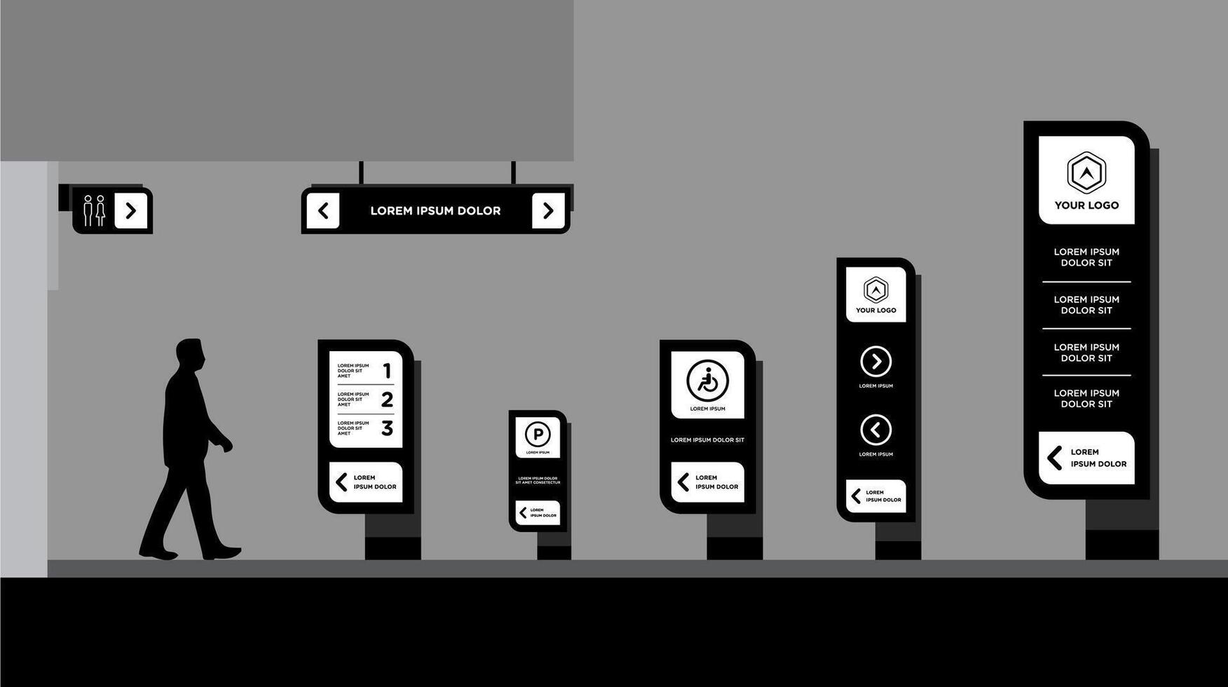 pylon Signage and Wayfinding Designs vector