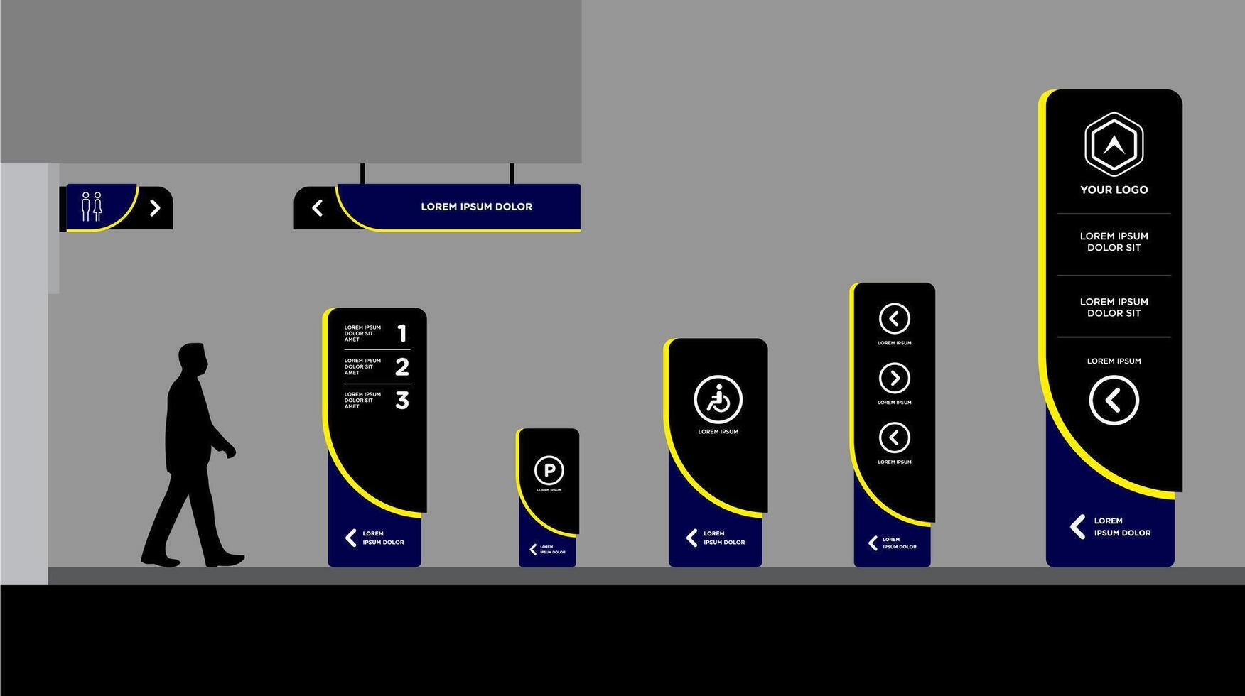 Wayfinding system signage vector