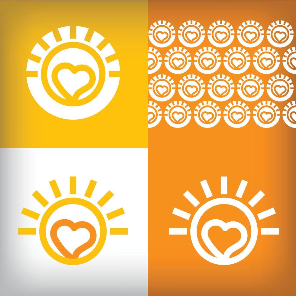 Unique sun and heart logo design. For company use presentation set, Holiday and birth icon vector