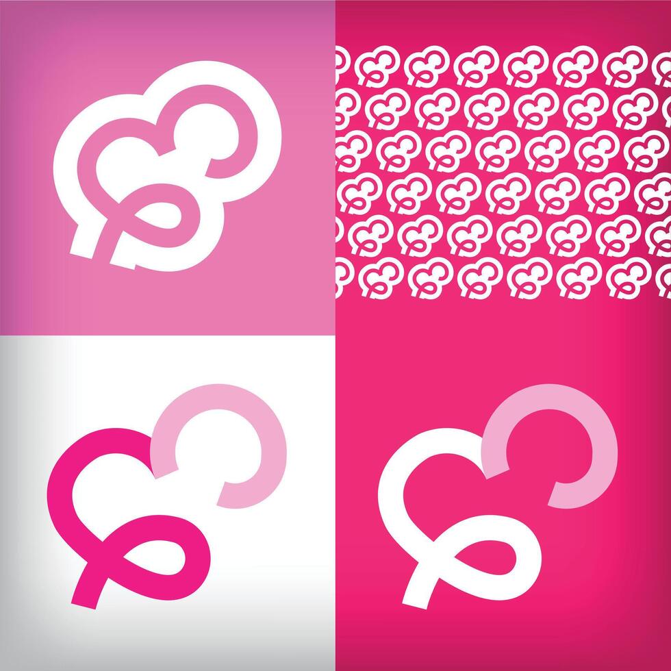Unique continuous line heart logo design. For company use presentation set, Health and clinic icon vector