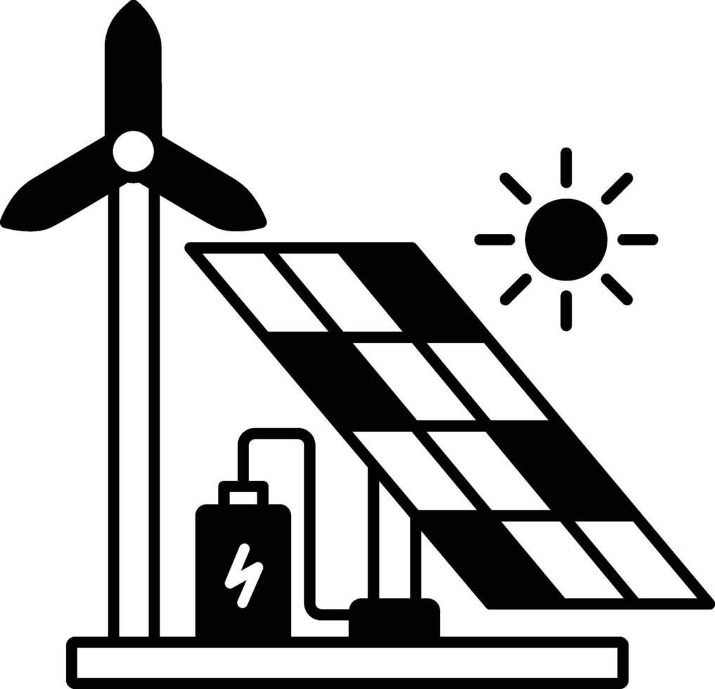 Solar Panel Icon Glyph Style vector