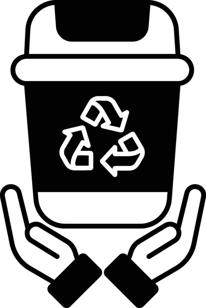 Trash Bin Icon Glyph Style vector