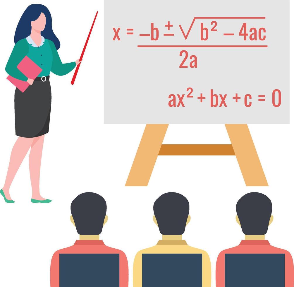 Female teacher teach Math in Class Illustration vector