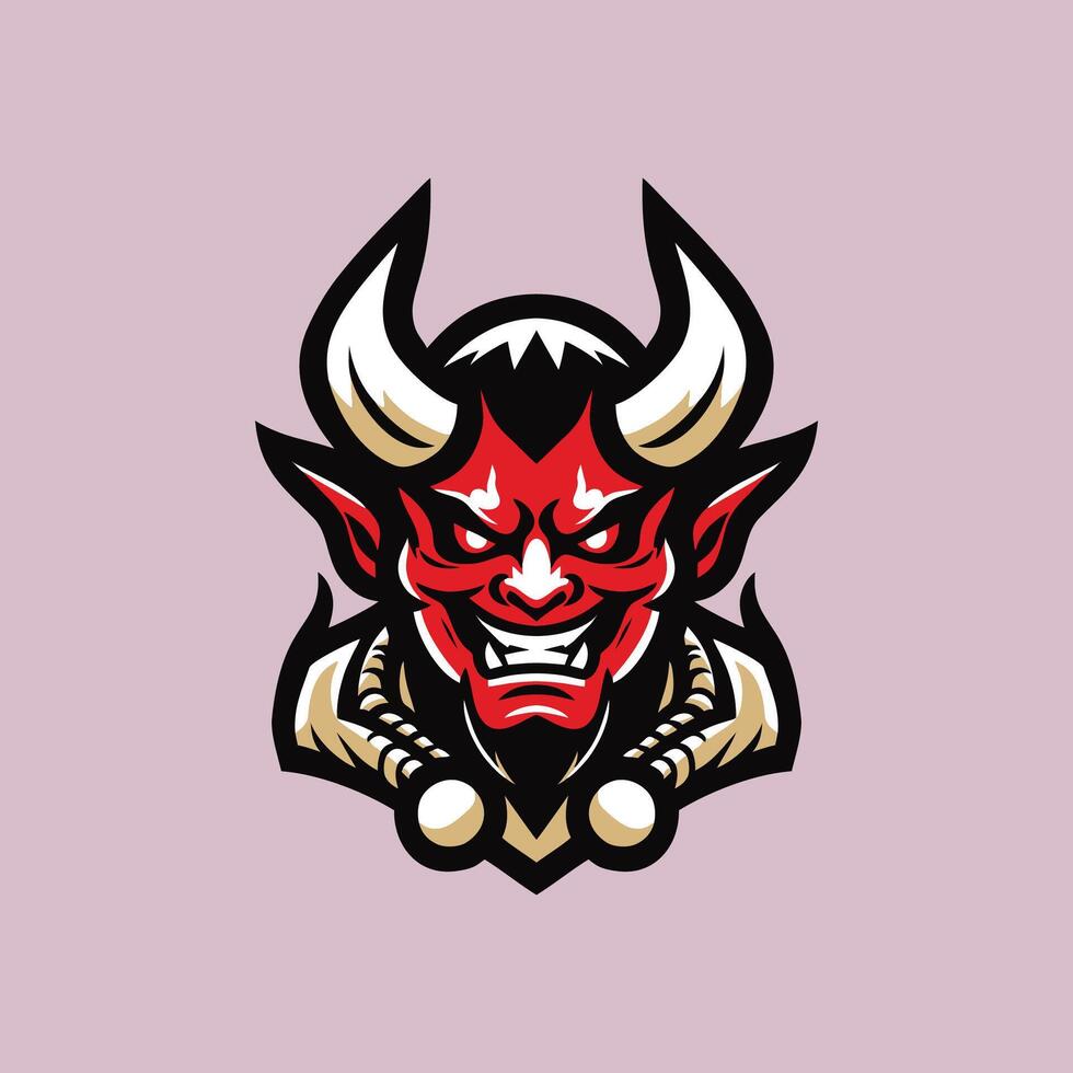 A devil head with horns on a purple background vector