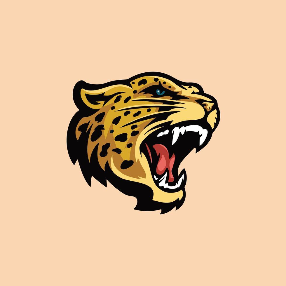 A jaguar head logo with its mouth open vector