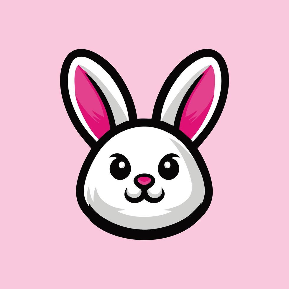 A cartoon bunny head on a pink background vector