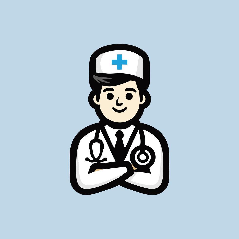 A doctor with a stethoscope and a hat vector