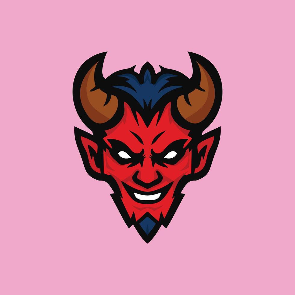 Devil head logo design vector