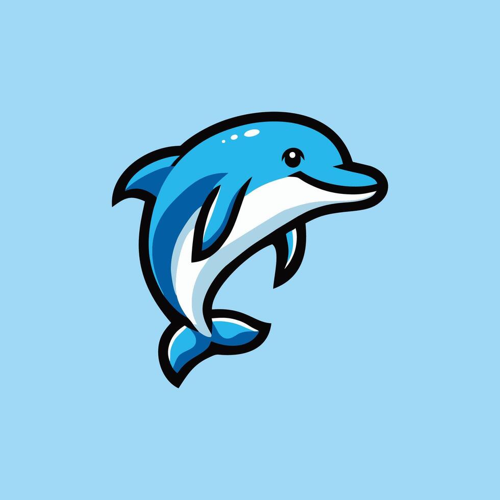 A dolphin logo with a blue background vector