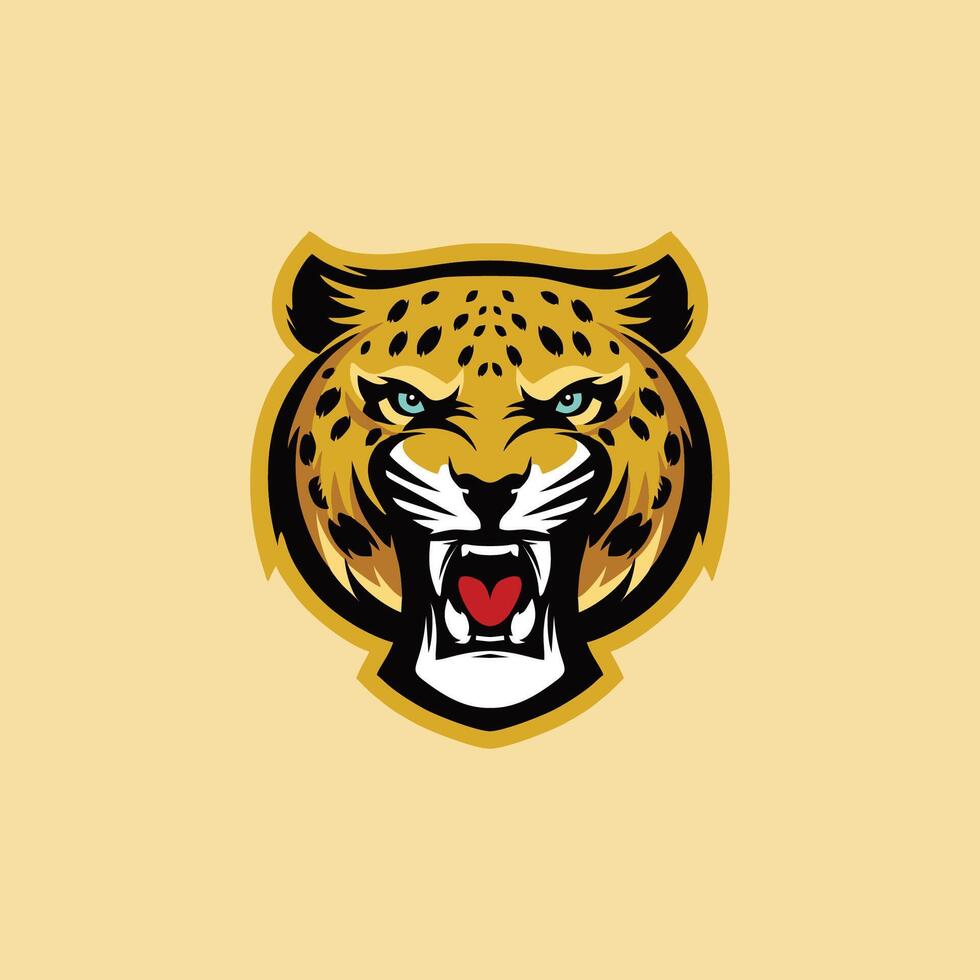 A jaguar head logo on a yellow background vector