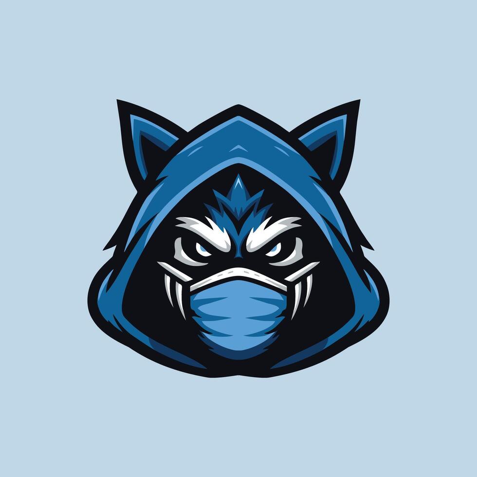 A blue wolf head with a surgical mask on it vector