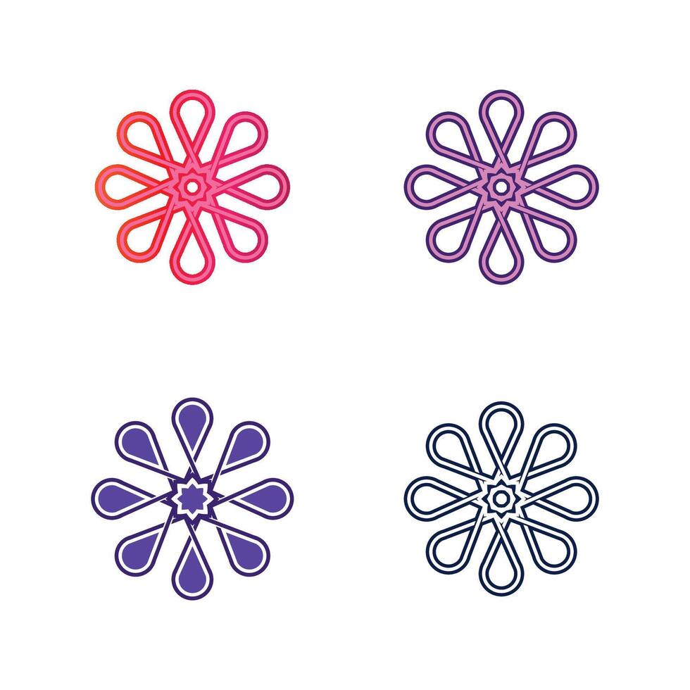 Geometric Floral Design with Abstract Petals in Symmetry Style vector