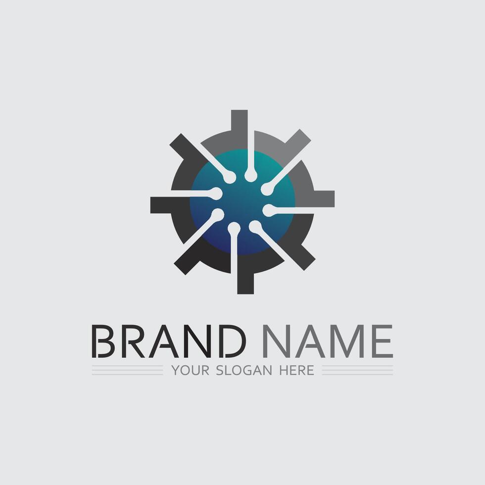 Tech gear logo design template Business Logo Icon with Minimalist Modern Style vector
