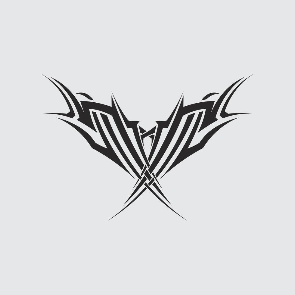 Tattoo Inspired Tribal Logo with Sharp Abstract Lines vector