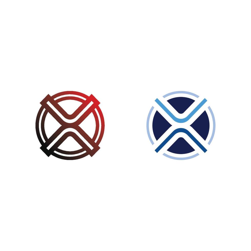 Iconic X Typography Logo with Circular and Angular Line Combinations vector