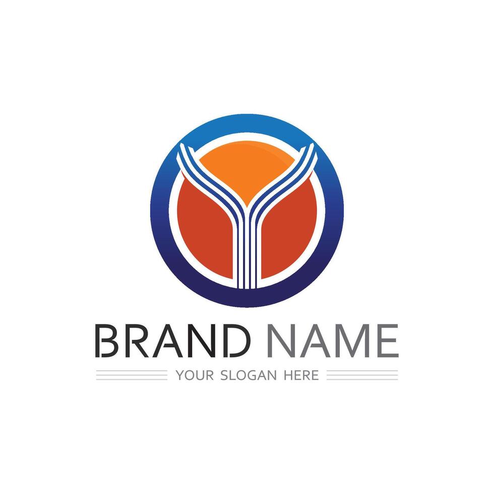 Flat Y Logo Design for Web and Mobile App Icons vector