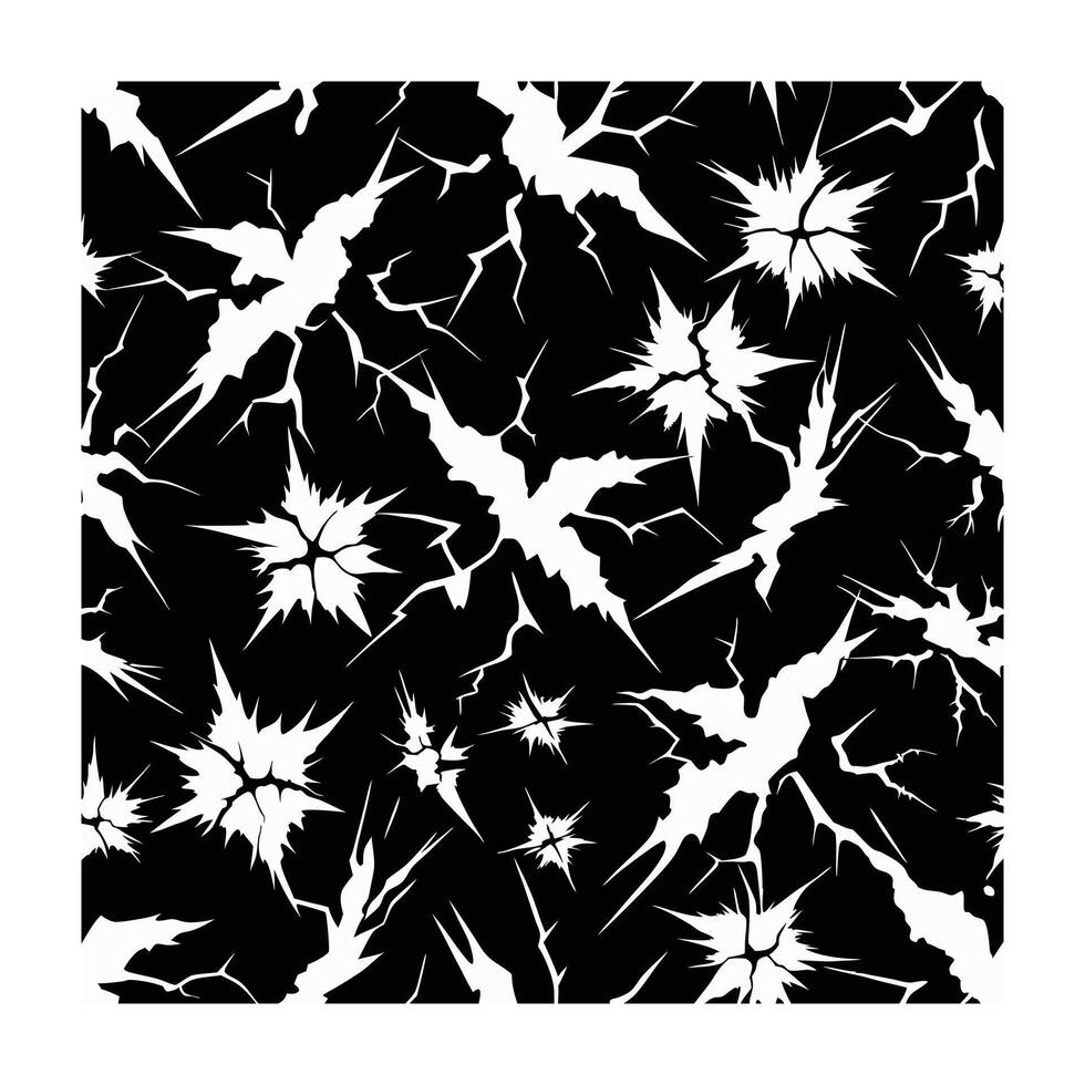 Abstract Black and White Floral Pattern with Sharp, Jagged Edges, Seamless Design vector