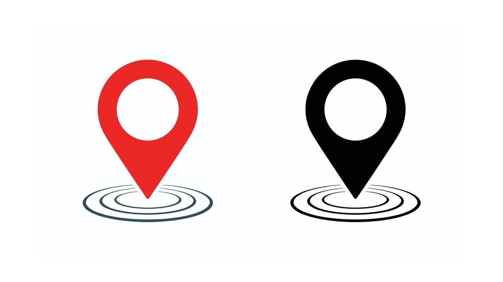 Location Pin Icon Red and Black, Illustration for Maps vector