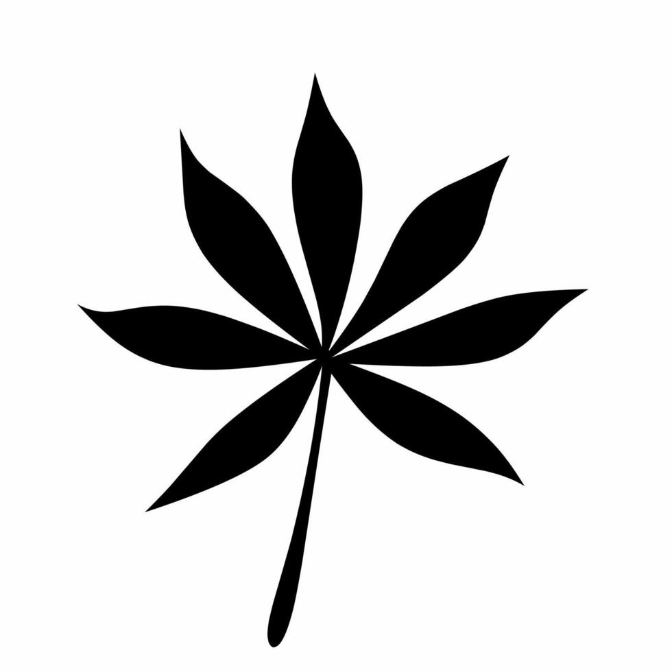 Black cassava leaf isolated on white background. vector