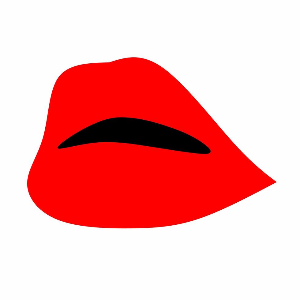 of female lips in sexy pose and bright red color isolated on white background. vector