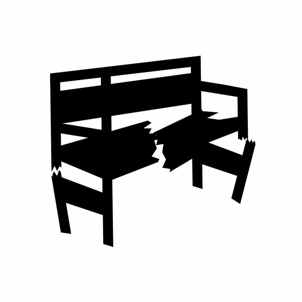 Broken chair leg on white background. Broken black chair. Suitable for logo of weathered and dirty wood material. illustration vector