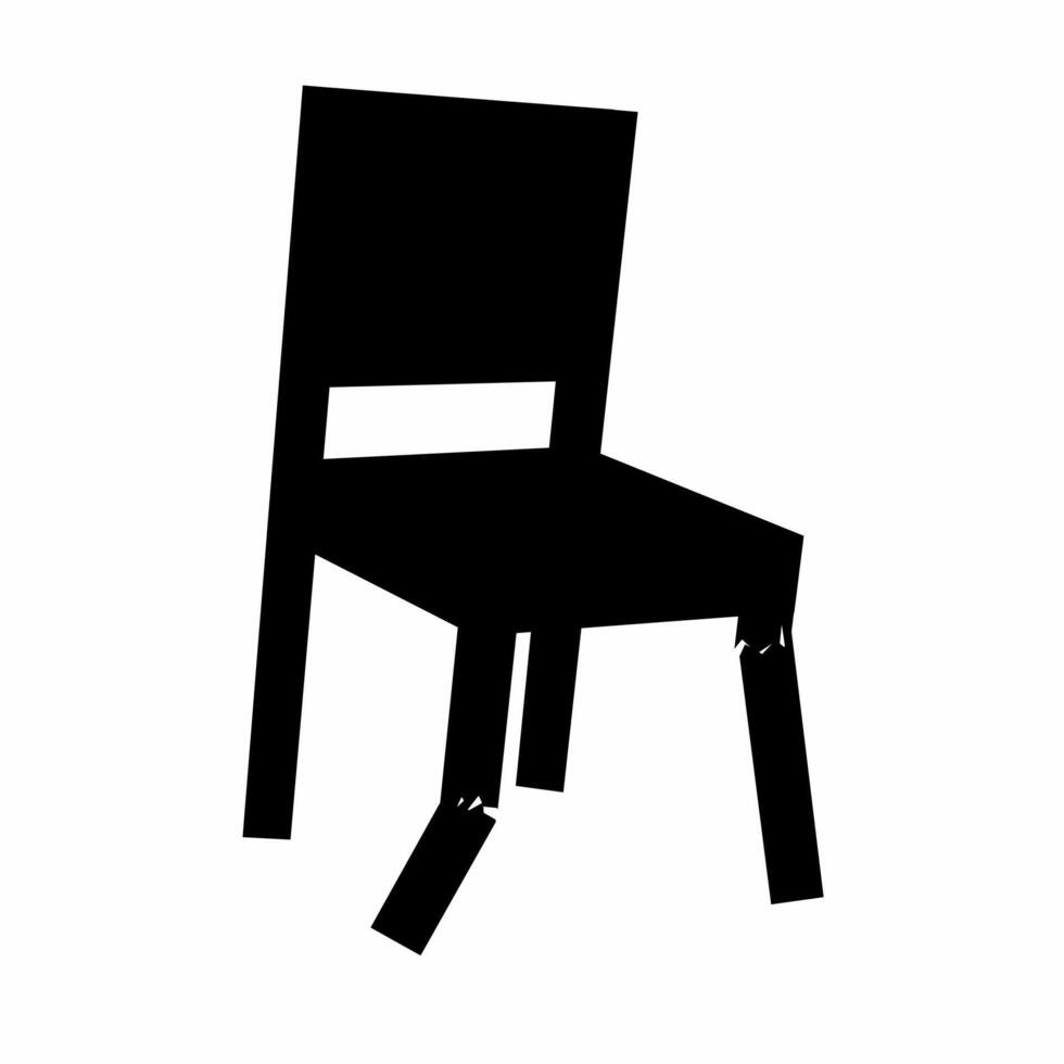 Black broken chair leg on white background. Broken chair. Suitable for logo of weathered and dirty wood material. illustration vector