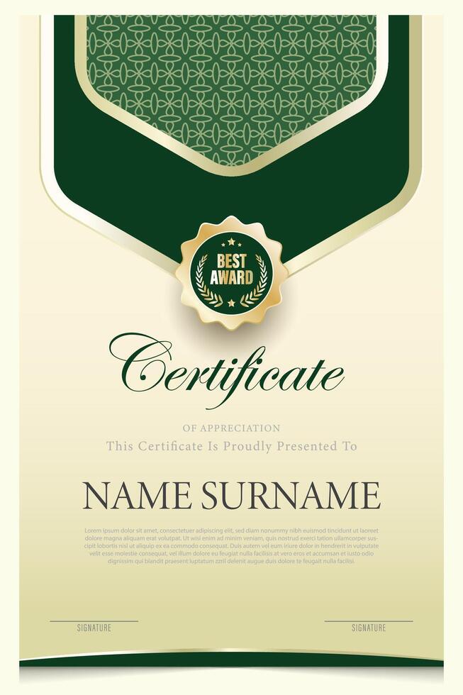 green standing certificate template vector