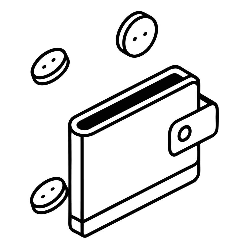 Three dimensional icon of a finance wallet with golden coins vector