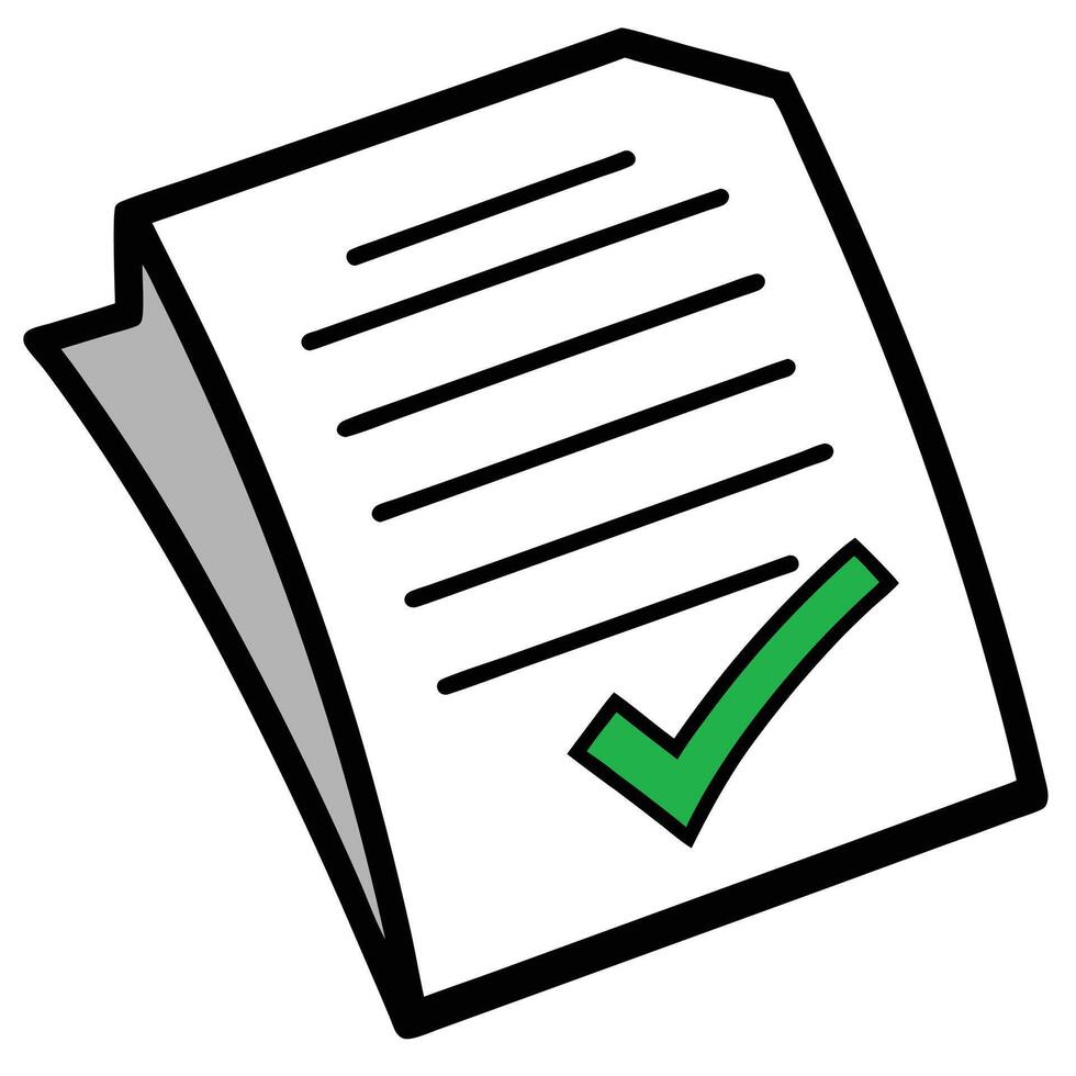 3d paper document icon with bold green check mark a single high resolution icon for user interfaces vector