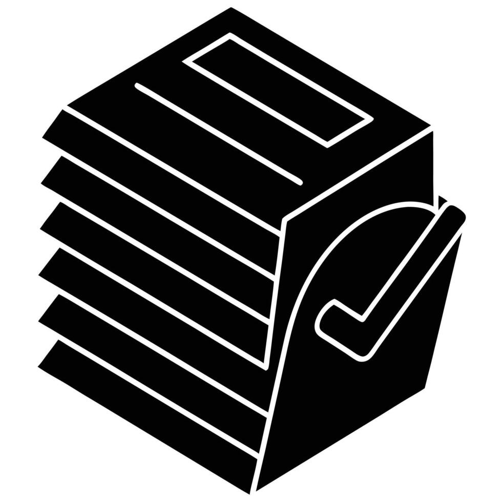 Three dimensional stacked paper document icon with green checkmark design vector