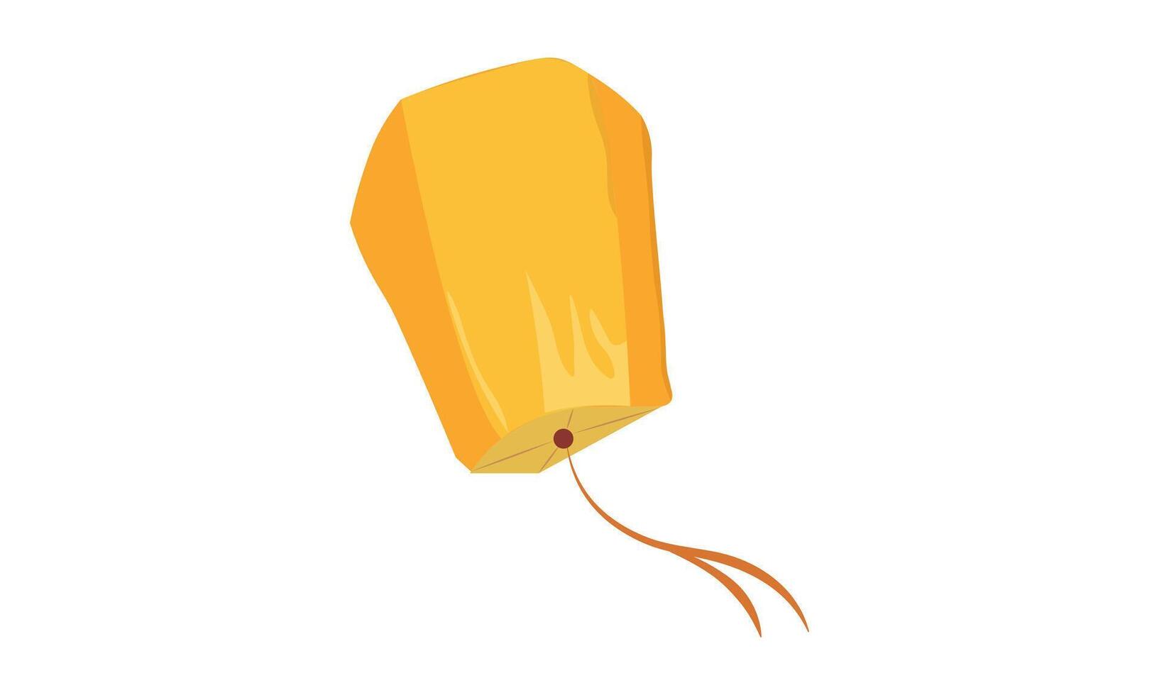 A Yellow Sky Lantern Rising and Floating, Cultural Yellow and Orange Sky Lantern Isolated on a white background vector