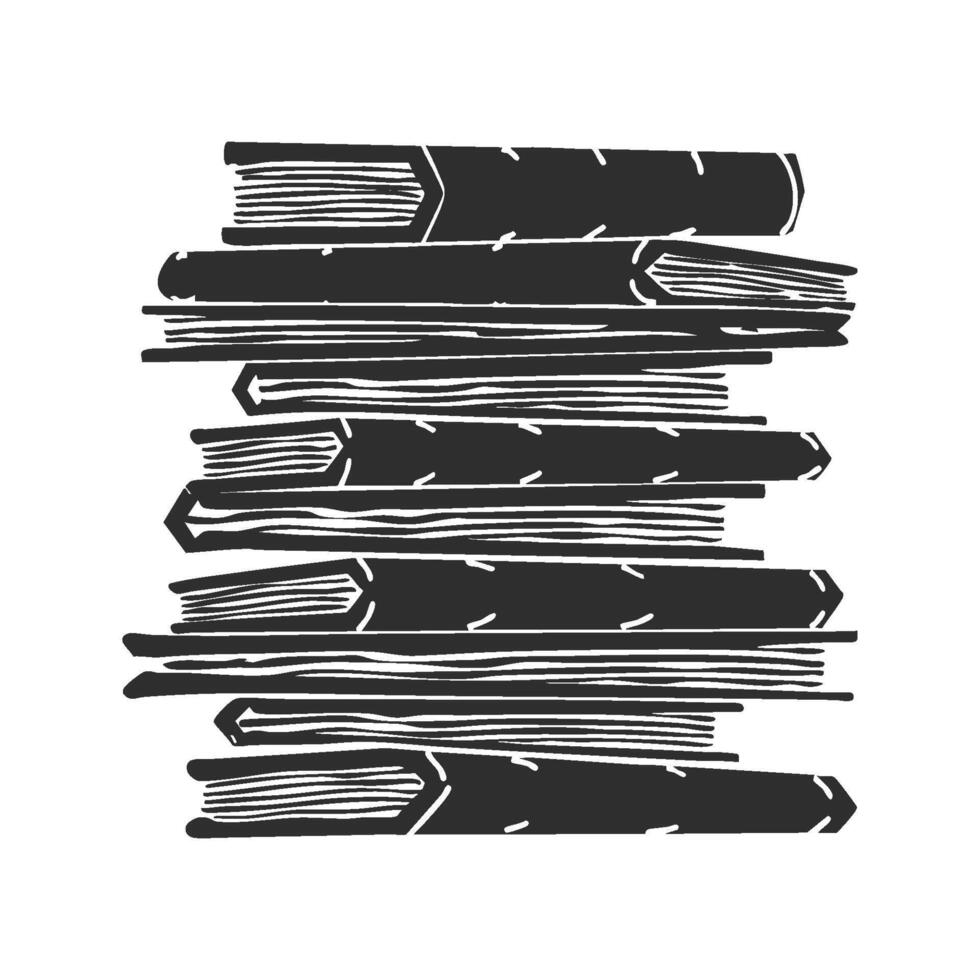 Stack Of Books Silhouette Illustration. Knowledge And Education Isolated Illustration vector