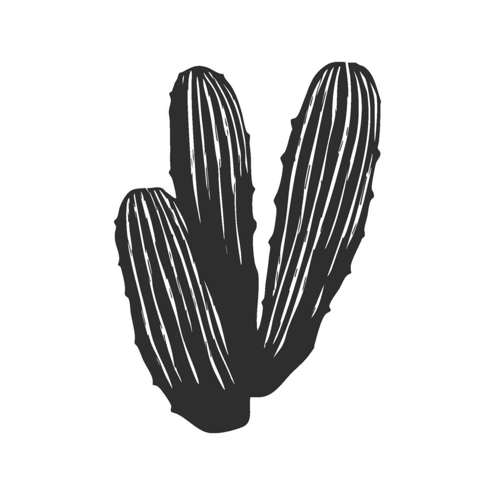 Cactus Silhouette Illustration. Desert Plant Symbolism And Minimalist Design Isolated Illustration vector