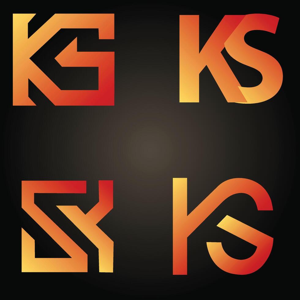 KS Monogram Logo Designs in Gradient Orange vector