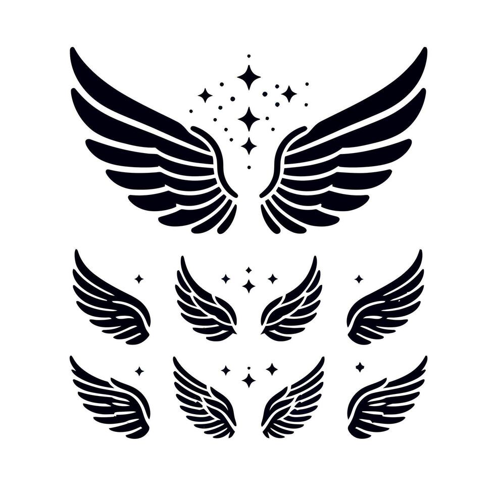 a set of four wings with stars on them vector