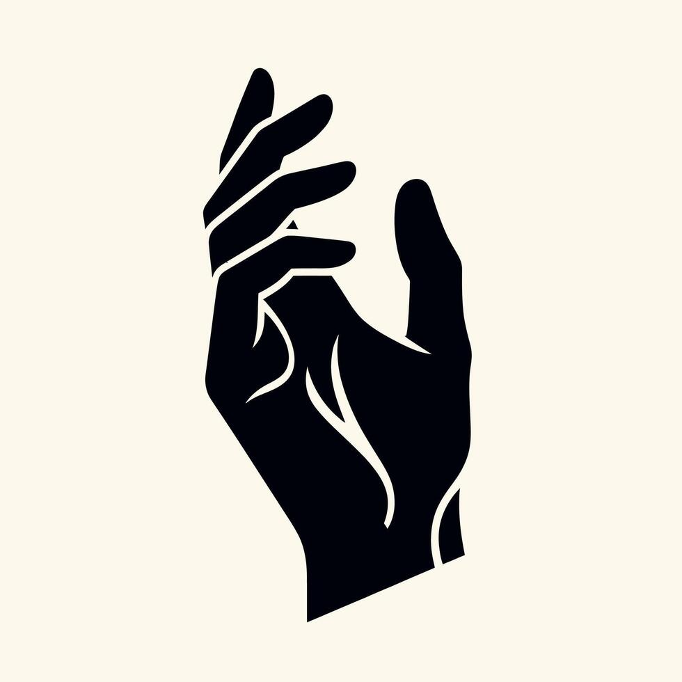 a black silhouette of a hand reaching out vector