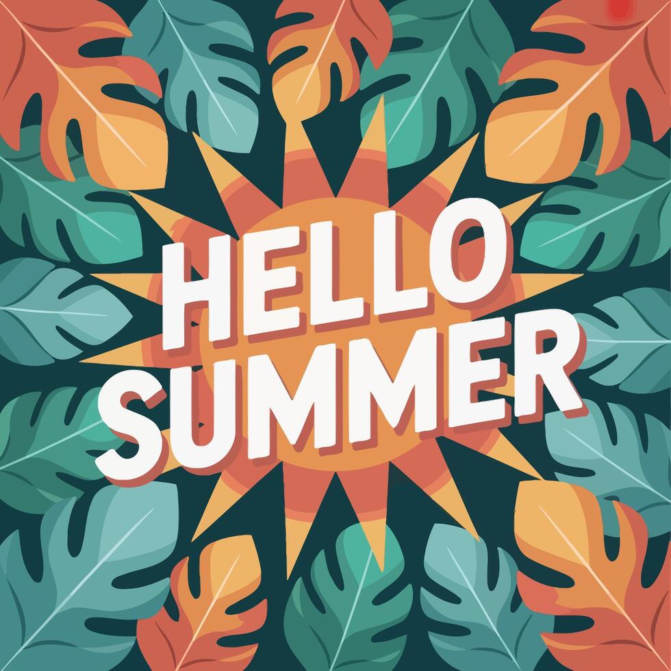 hello summer leaf illustration vector