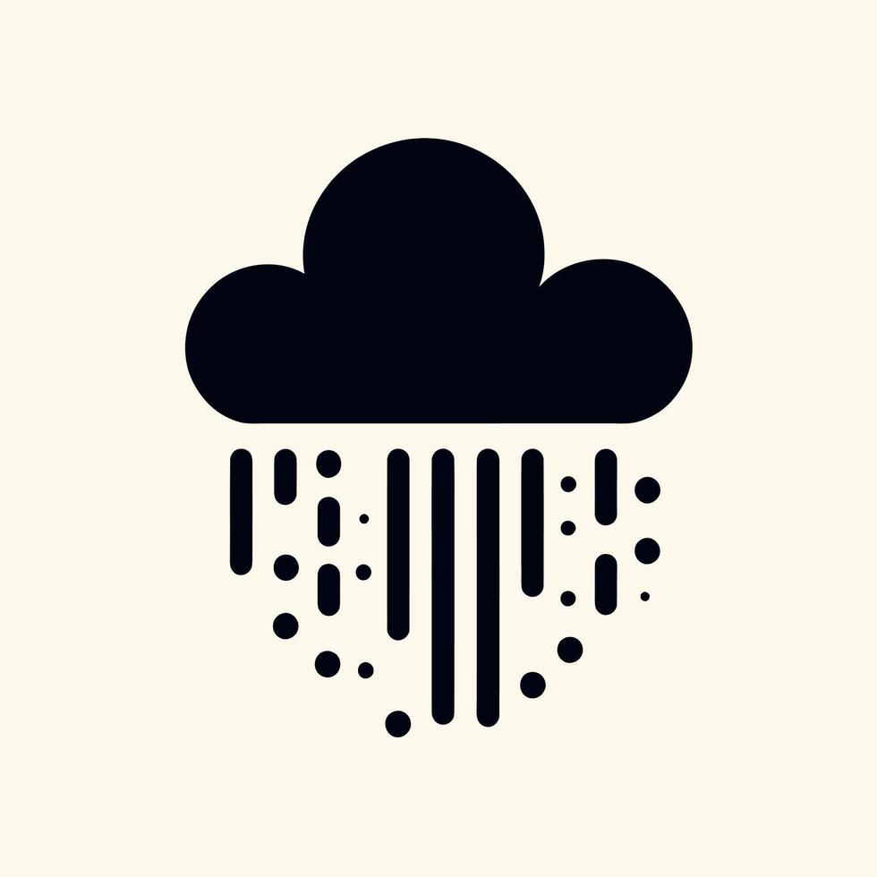 Minimal Cloud Rain Icon with Abstract Droplets Illustration vector