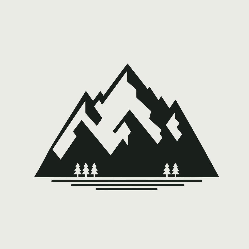 a mountain landscape with trees and mountains vector