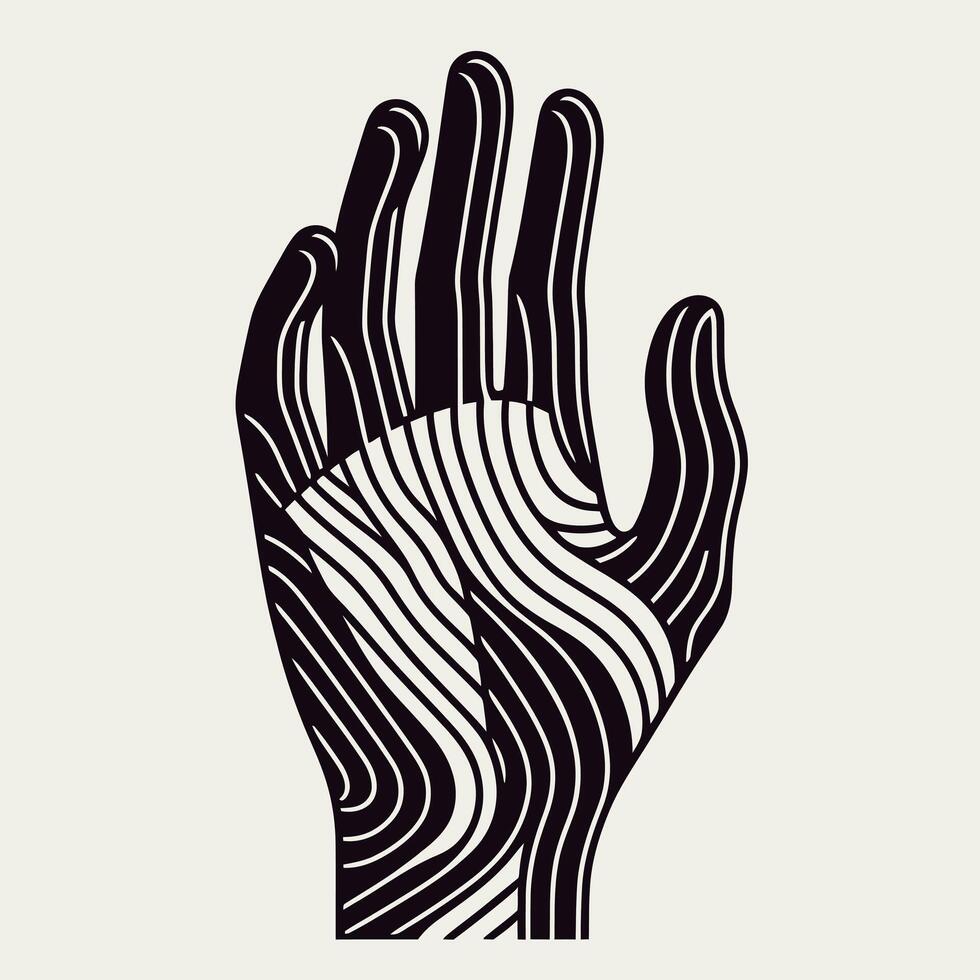 a hand with a wavy pattern on it vector