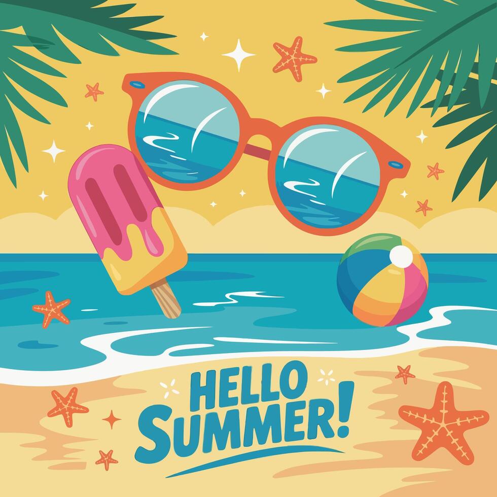 hello summer illustration vector