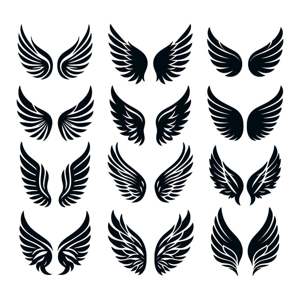 a set of black wings vector