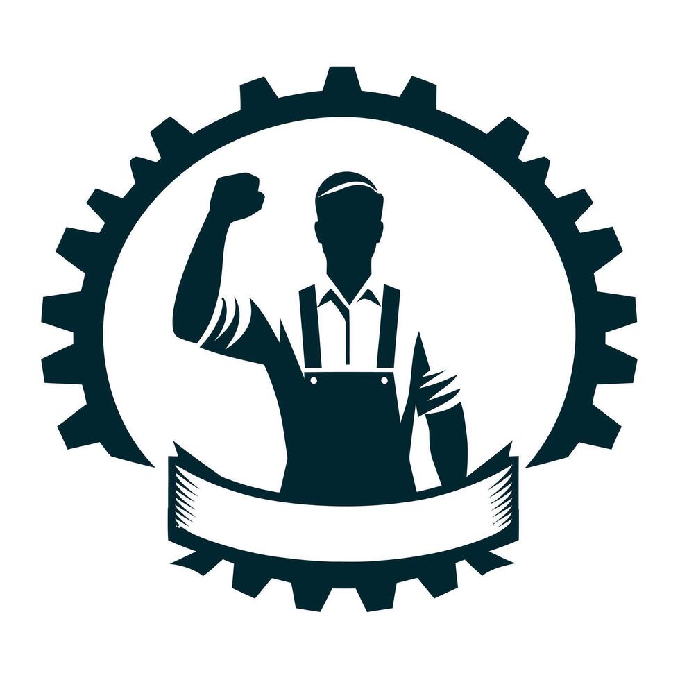 a man with a wrench in his hand is holding up his fist vector