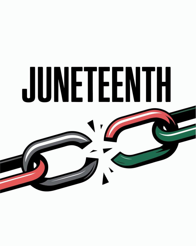 the word juneteenth is written on a chain vector
