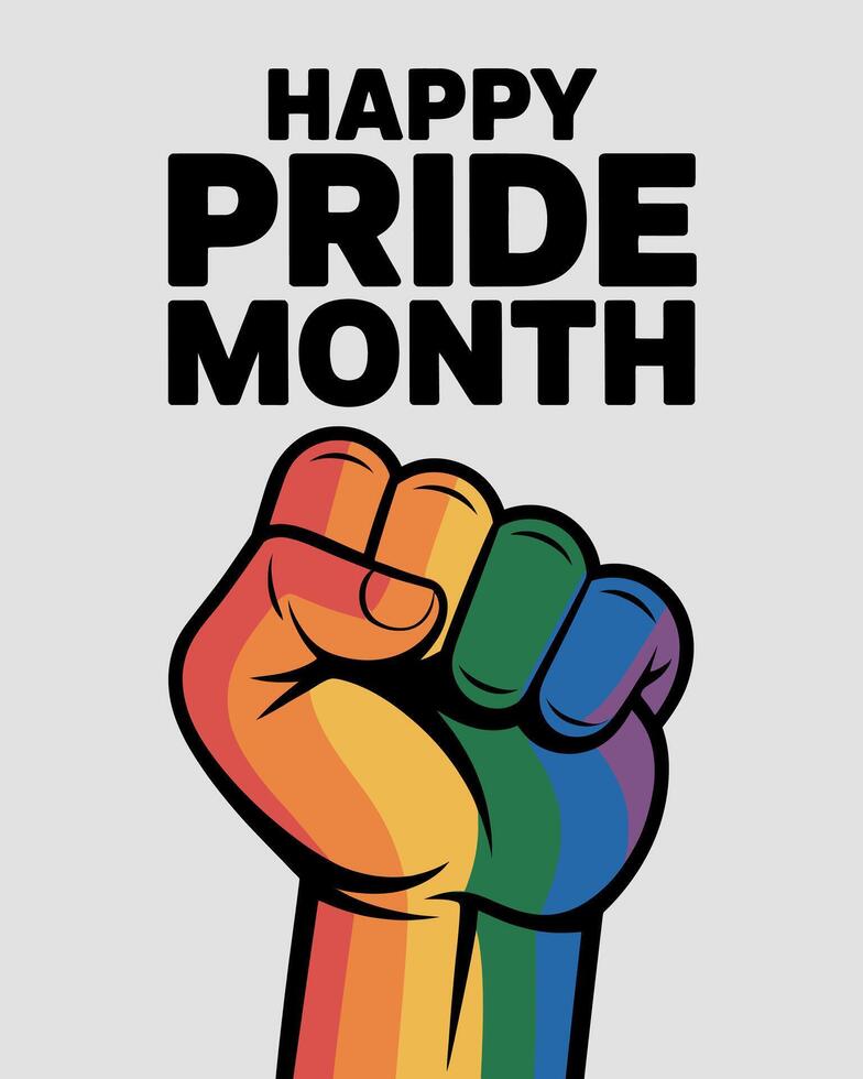 happy pride month with fist in the air vector