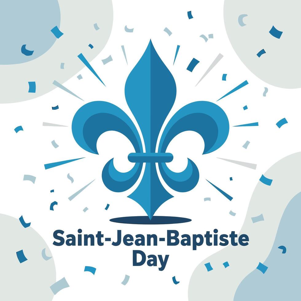 Saint Jean Baptiste Day Celebration with Fleur de Lis and Confetti vector