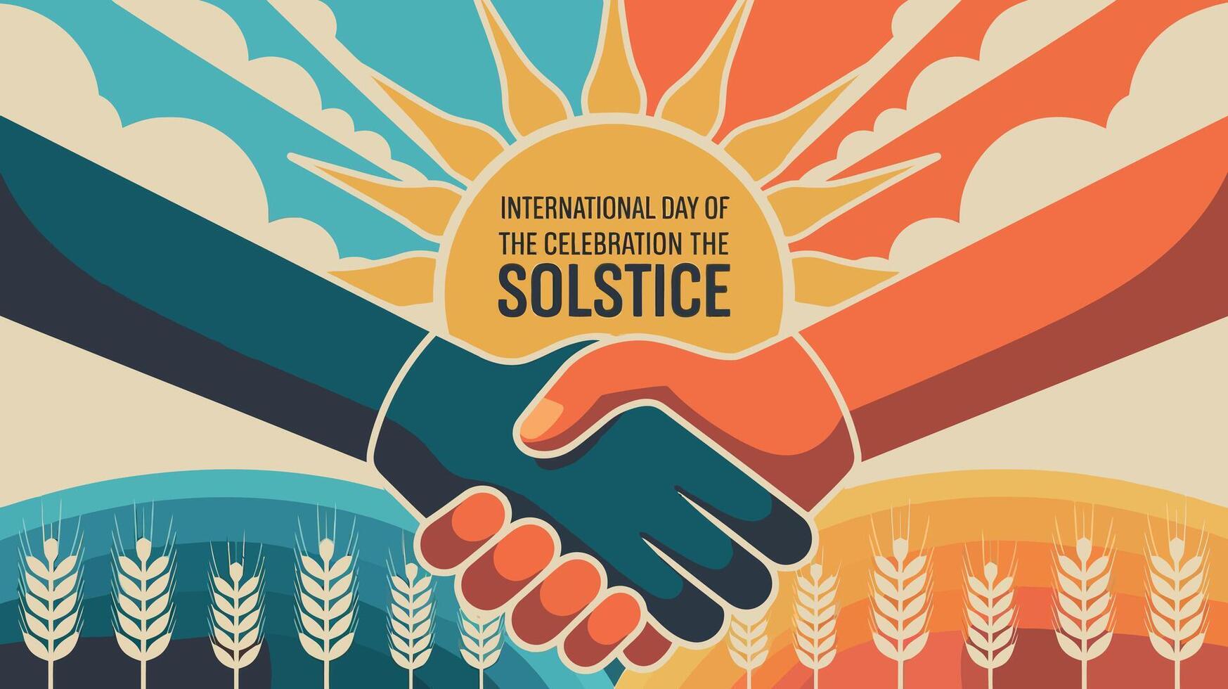 International Solstice Day Celebration Unity Harmony Nature vector