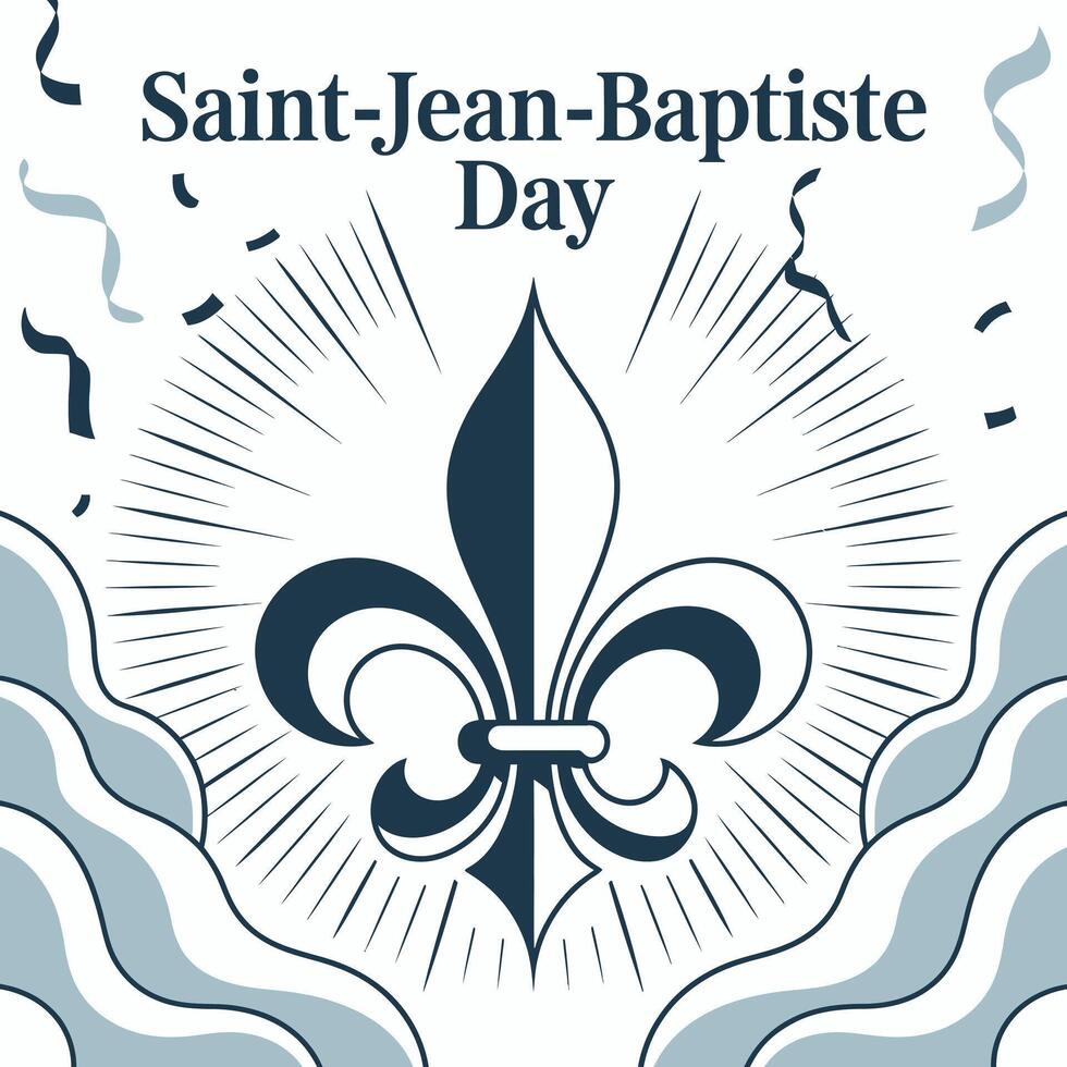 Saint Jean Baptiste Day Celebration with Fleur de Lis and Confetti Background vector