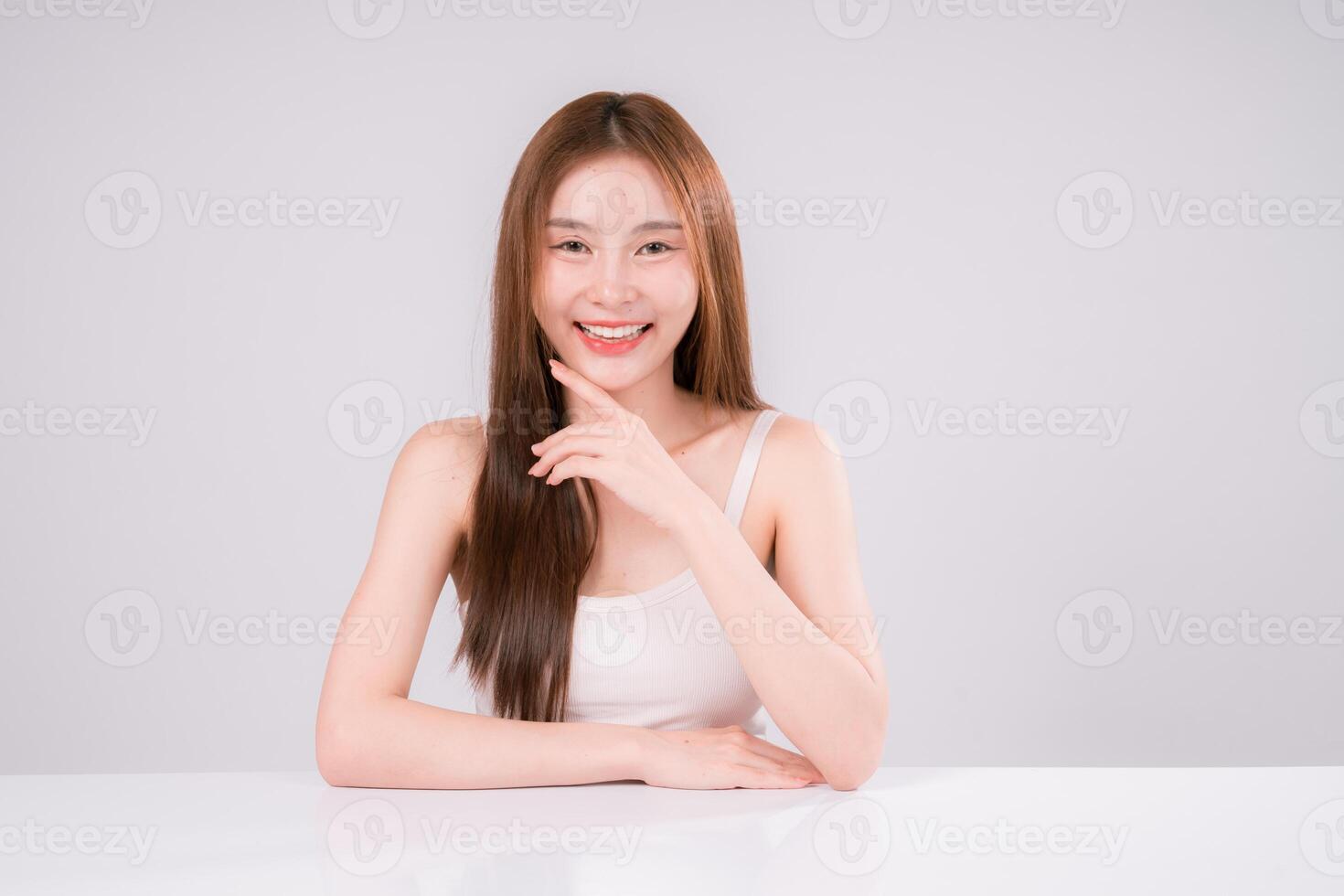Skin Care Woman Asian Person Smile White Beauty Young Portrait Face Background, Confident and photo